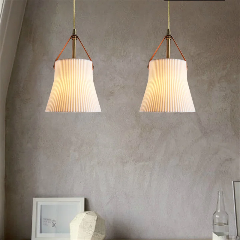 

TEMAR Nordic Brass Hanging Pendant Light LED Modern Simply Creative Ceramics Lamps and Chandeliers For Home Dining Bedroom