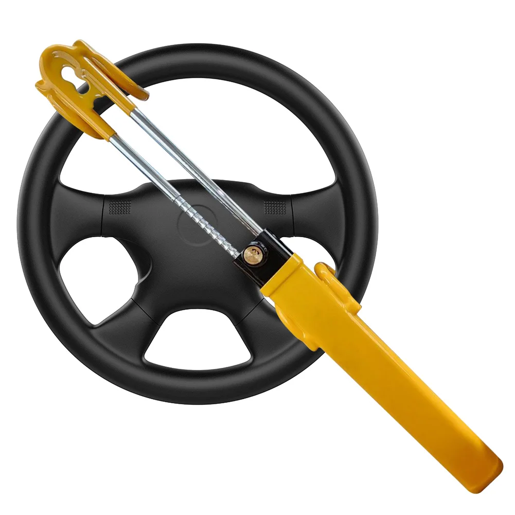 Anti-Theft Device Retractable Double Hooks Universal Wheel Lock Fit for Cars Trucks Vans and SUVs