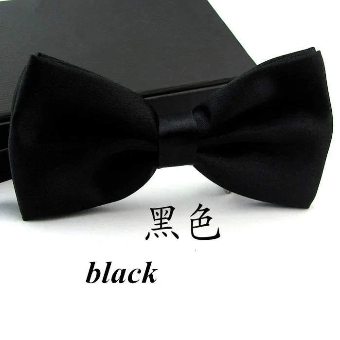 Fashion Bow Tie For Groom Men Black Blue Red Purple Solid Color Bowtie Wedding Adjustable Candy Cravat Gravata 12.5*6.5cm