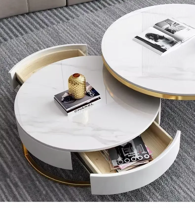 -2024 Leichter Luxus-Marmor-runder Couch tisch nach moderner minimalisti scher Wohnzimmer-kreative Couchtisch-Kombination