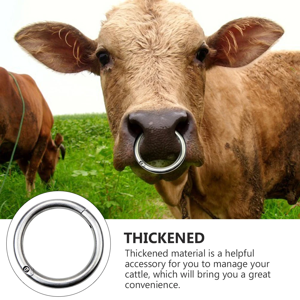 

1pc Cattle Nose Ring Durable Livestock Supply Safe Reliable Cow Traction Circle Manage Tool Stainless Steel Pet Supplies