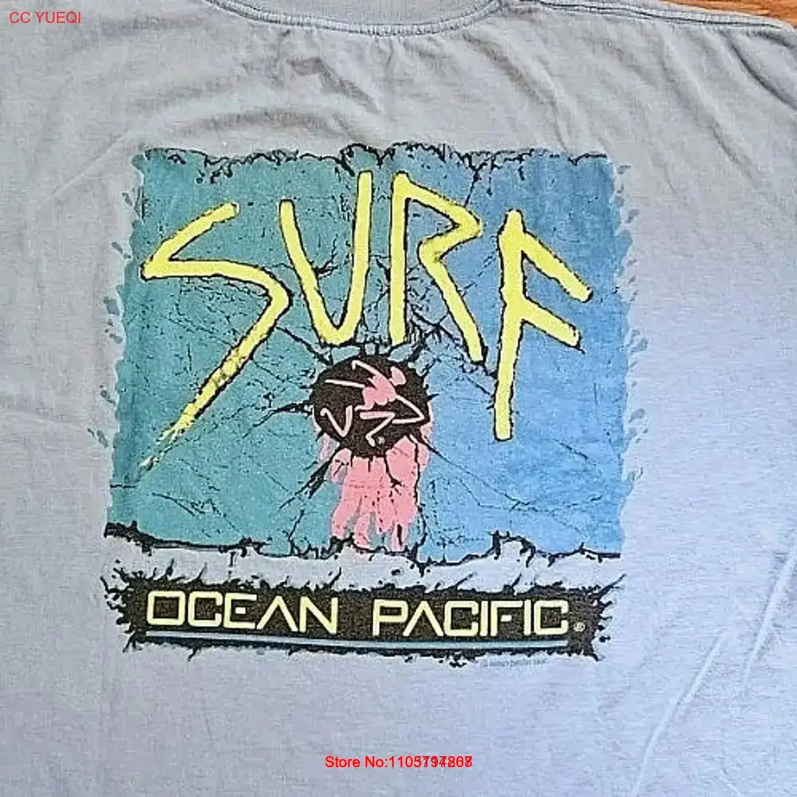 

Винтажная футболка 90-х годов Ocean Pacific Surf Skate, мужская футболка XL, синяя, потертая, повседневная, дышащая, растянутая, уличная, с графикой, винтажная