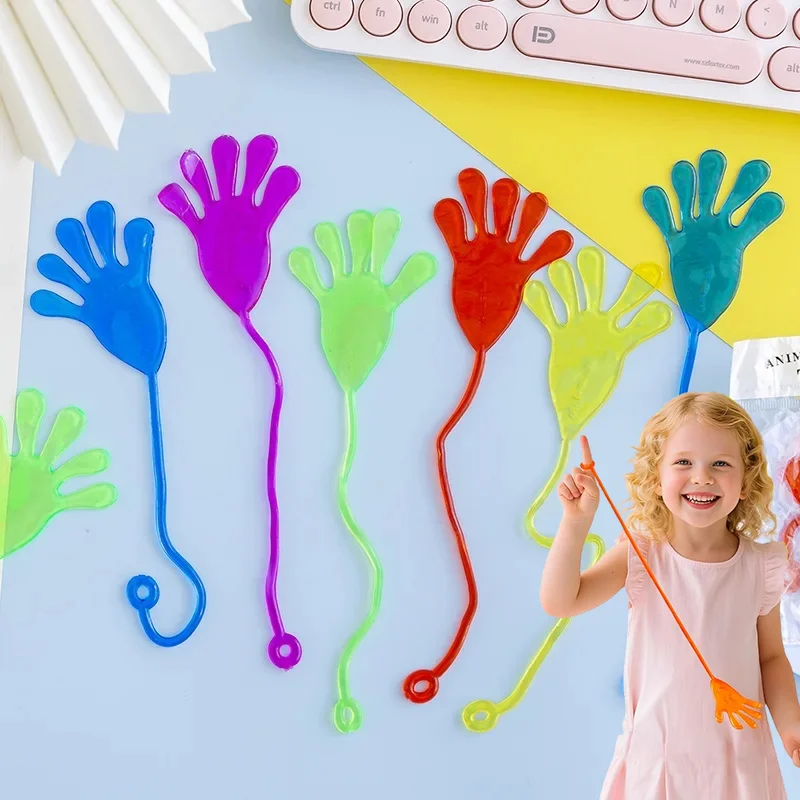 5-50Pcs Funny Sticky Hands toy Palm Elastic Sticky Squishy Slap Palm Toy Novelty Gifts Party Favors Supplies Stress Relief