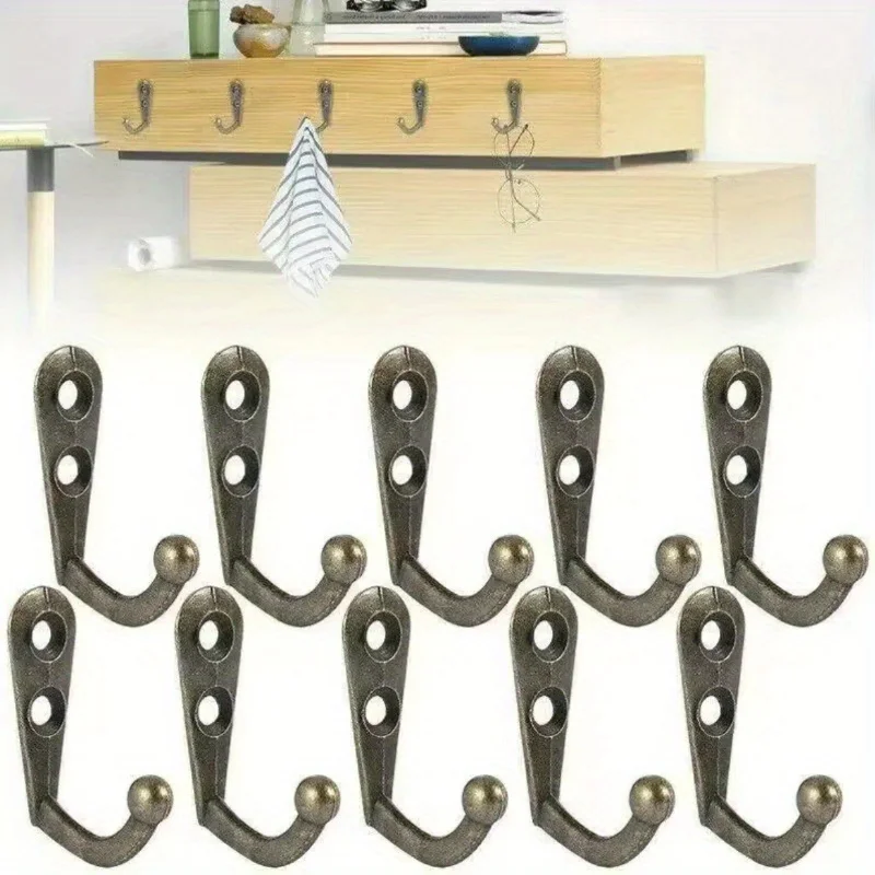 10 teile/los Vintage Wand Montiert Einzelne Zinke Haken Retro Mini Größe Bronze Kleiderbügel für Kleidung Schlüssel Hut Handtuch Robe Badezimmer Haken – Detail 1