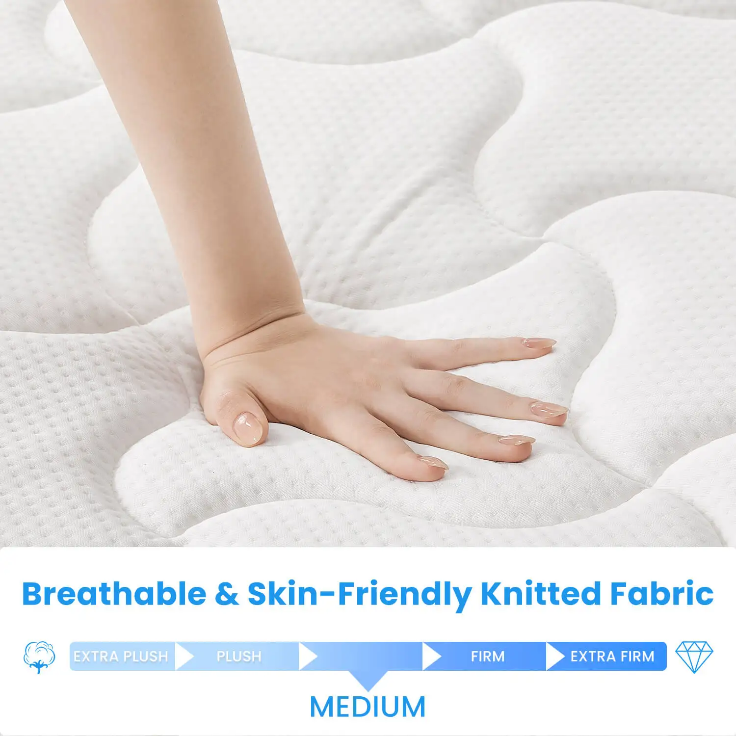 مرتبة بحجم كوين مرتبة هجينة متوسطة الثابتة مع رغوة الذاكرة الجل، مرتبة CertiPUR-US في صندوق، تخفيف الضغط