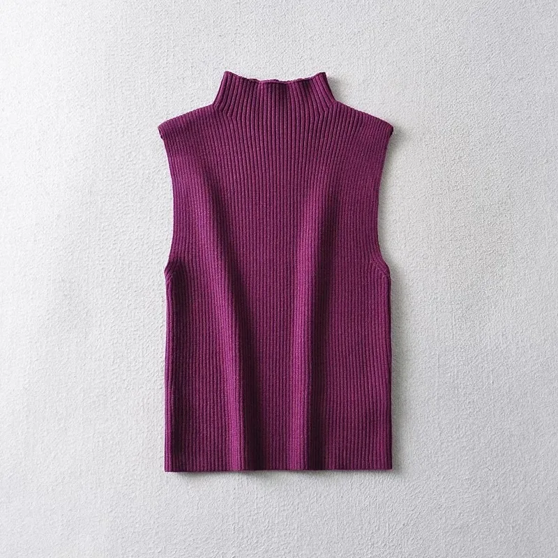 

Euramerican Simple All Match O Neck Sleeveless Knitted Basic Clothes Y2k Aesthetic Solid High Street Punk Casual Tops Soft Tee