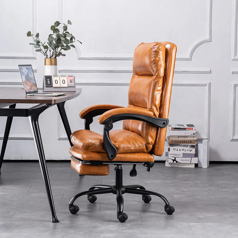 Leather Boss Chair Home Business Office Chair Can Lie Comfortably Sedentary Live Desk Room Chair Computer Chair