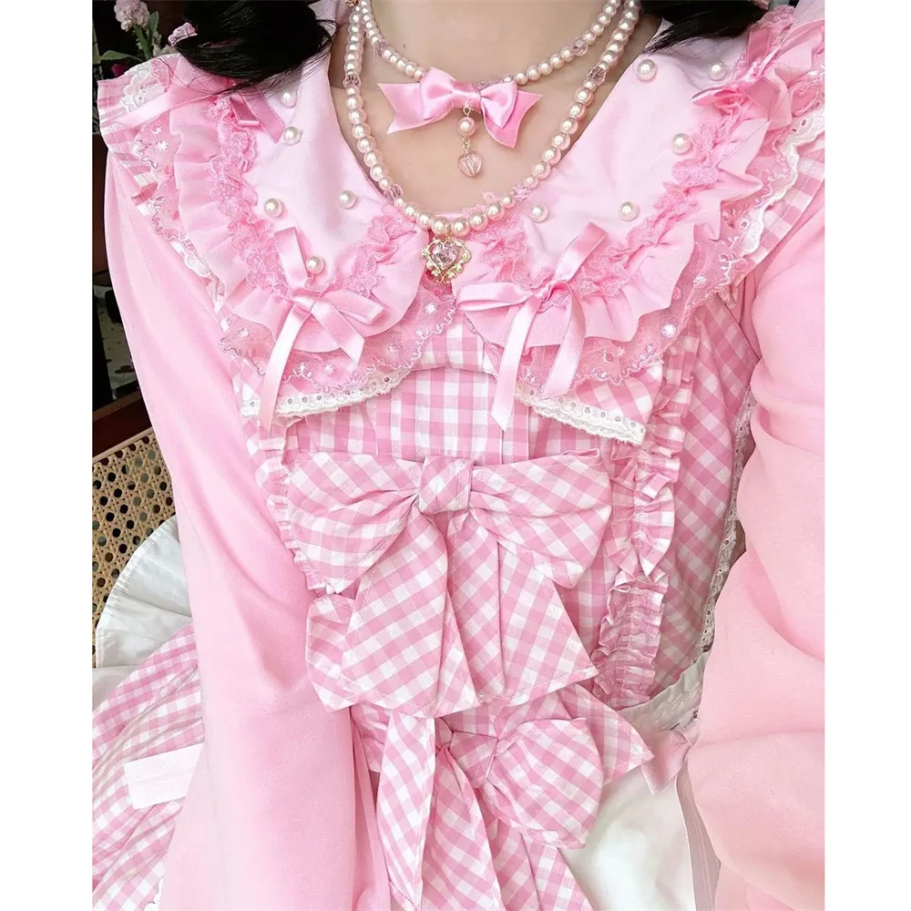 Long Sleeve Autumn Japanese Style Lolita Shirt Blouse Cute Doll Collar Bow Sweet Fairy Princess Tops Cute Casual Shirts Blusas