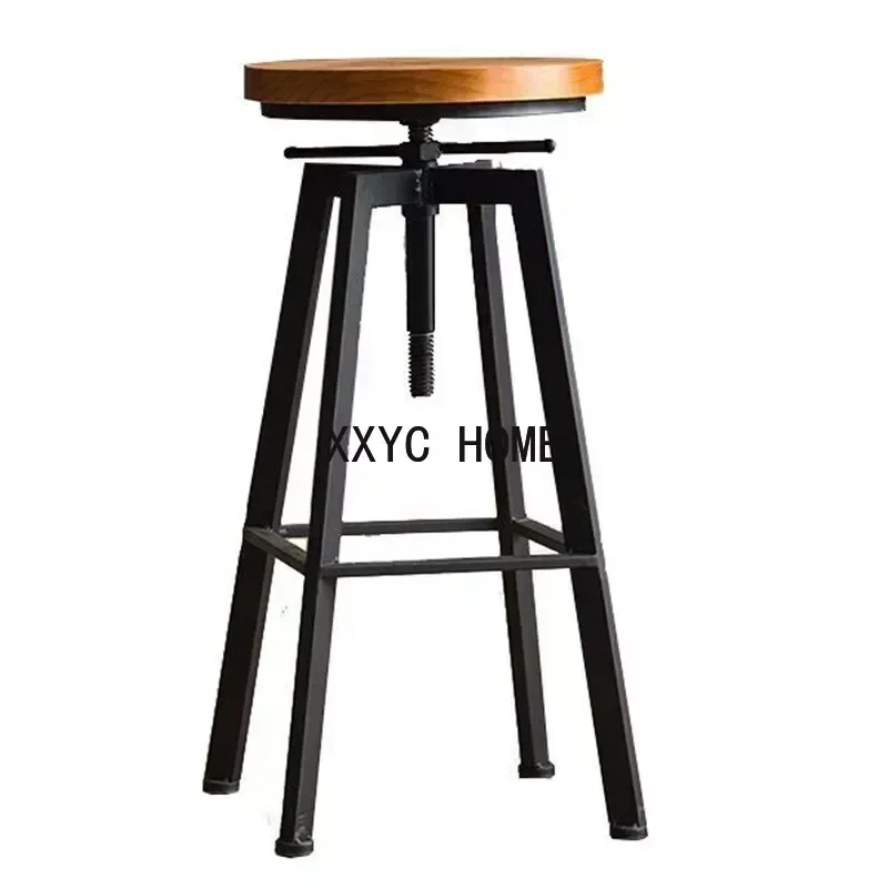 Industrial Swivel  Bar Stools ,Wrought-iron Bar Chair,Household Lift Bar Chairs,Solid Wood High Chair,High