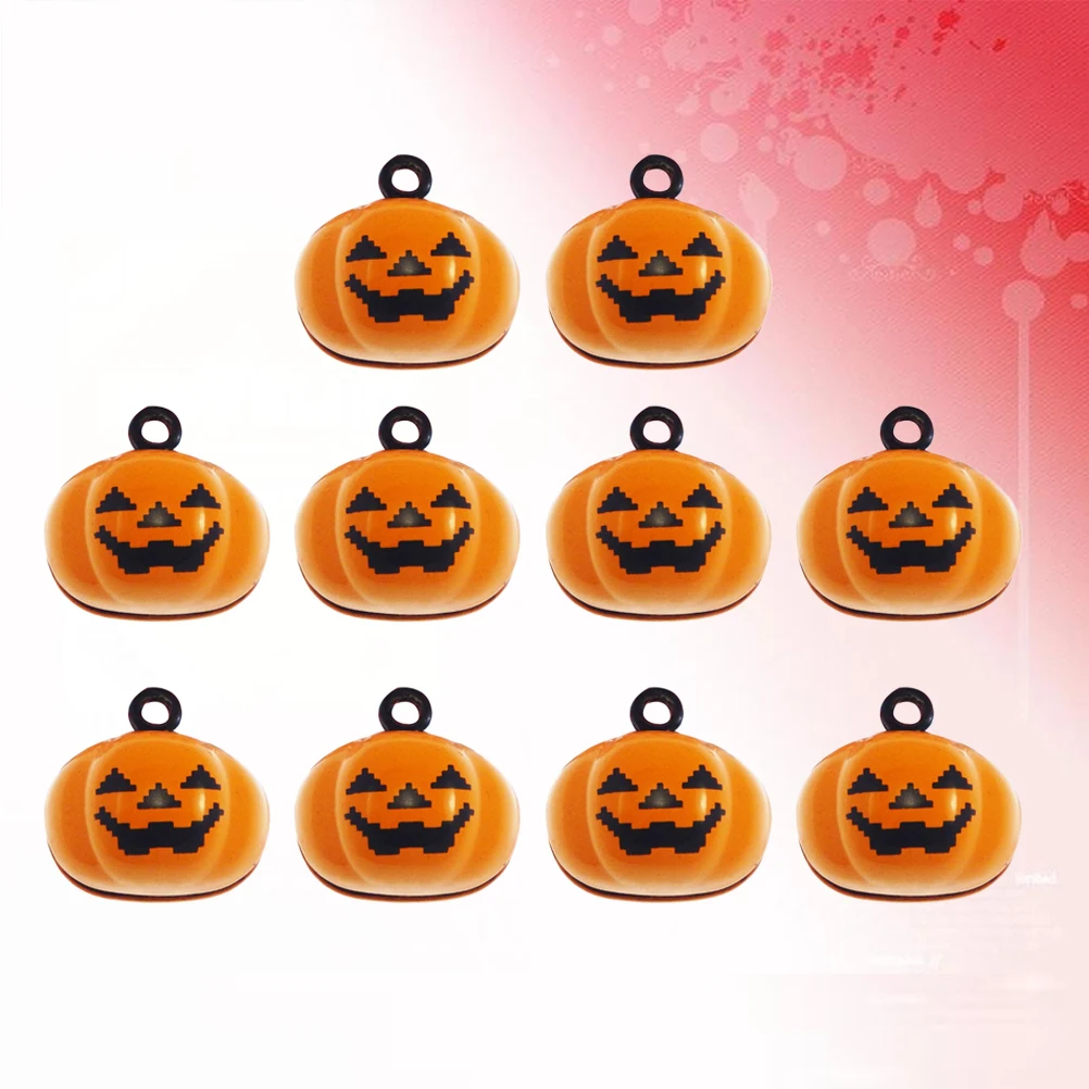 

10Pcs Pumpkin Shape Pet Bells Copper Material Comfortable for Daily Activity Ringing Sound Quick Release Buckle
