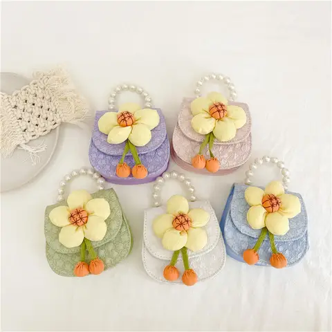 여아용 카와이 만화 꽃 진주 숄더백, 귀여운 크로스 바디 백, 학교 여행, 야외 산책, 선물 Best5