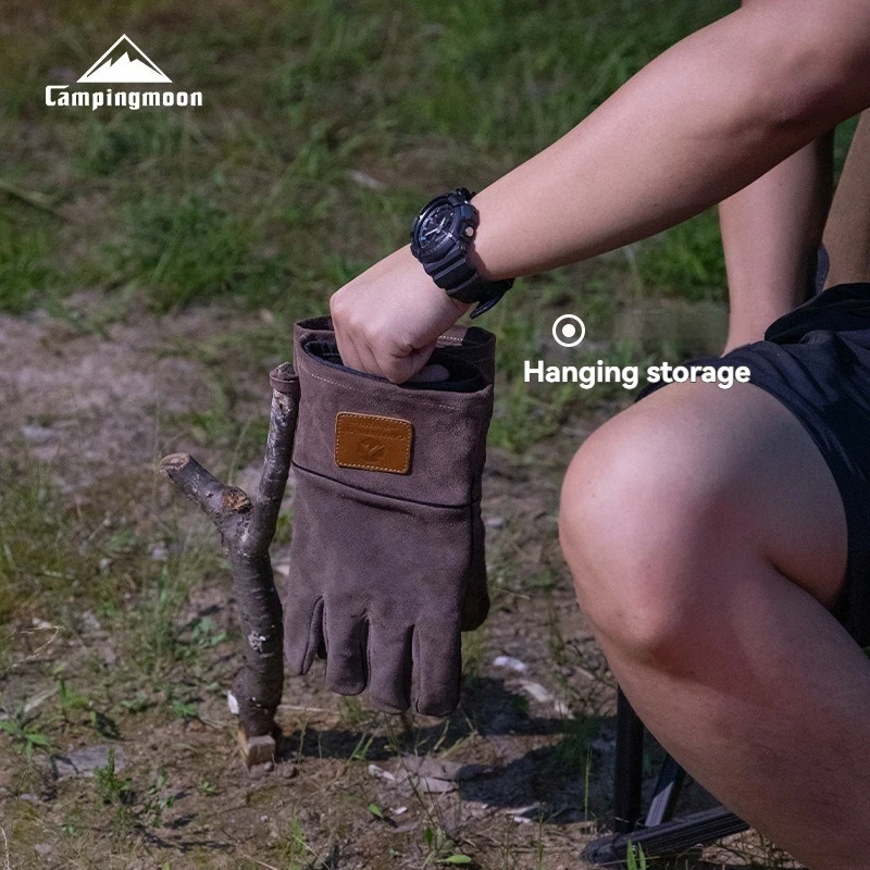 

Перчатки для костра CAMPINGMOON Q28 из термостойкой воловьей кожи с двойным слоем и съемной внутренней подкладкой для работы с дровами на открытом воздухе