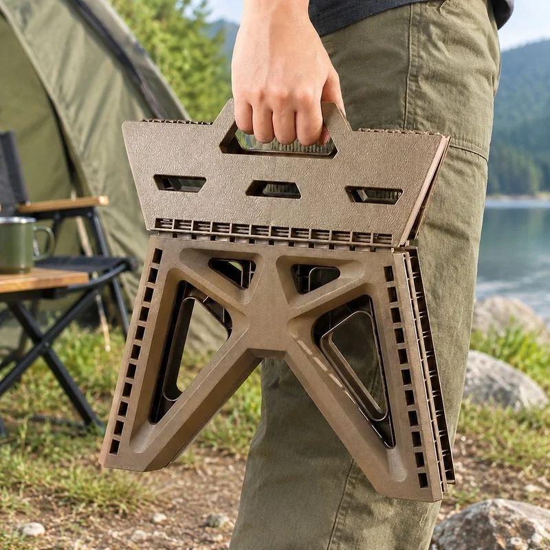 Portable Folding Stool Built for Heavy Loads, Sturdy and Lightweight, Ideal for Outdoor Camping, Fishing, and Beach Use