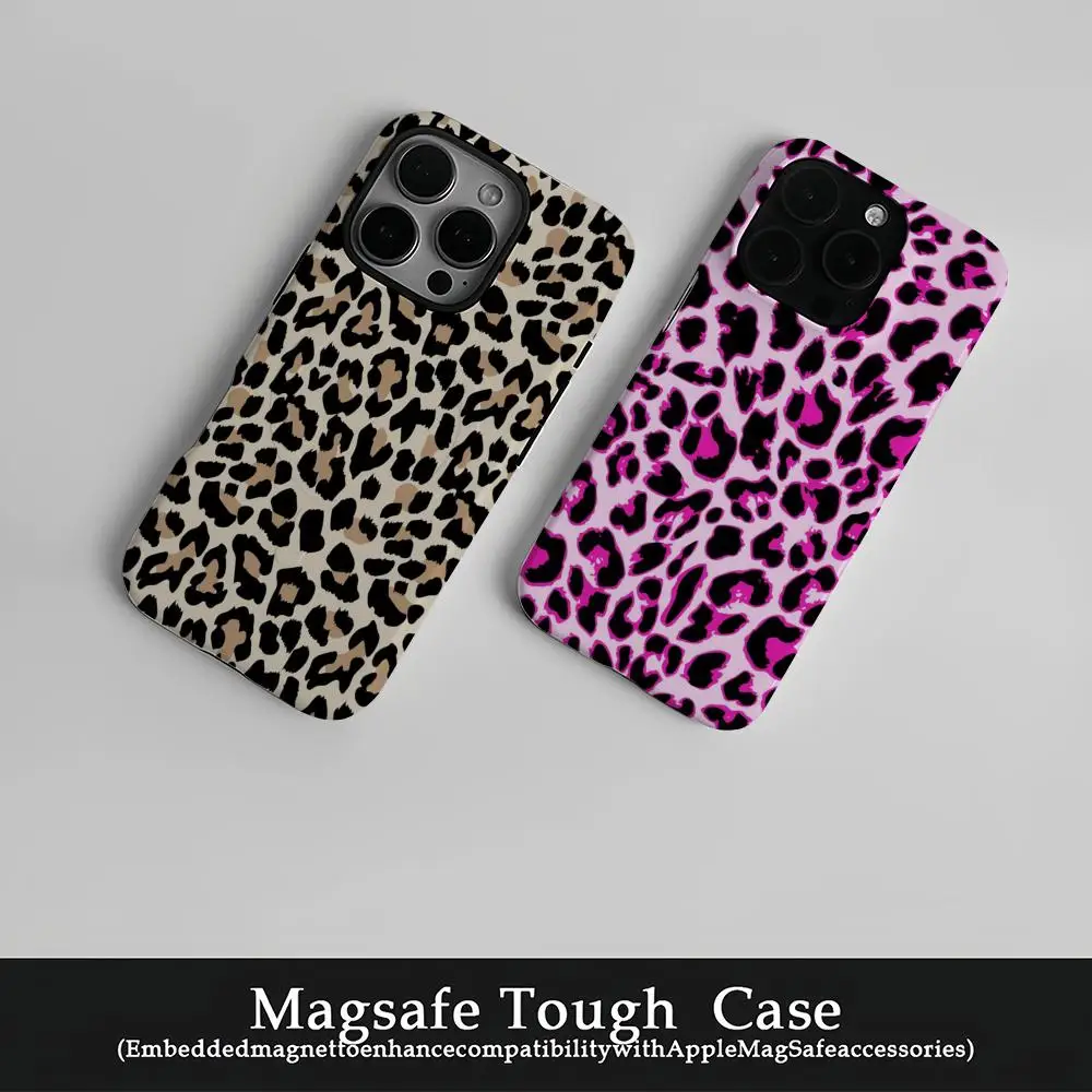 

Leopard Cheetah Print Phone Case Film Korean INS For IPhone 16 15 14 13 12 11 Pro Max Plus Luxury Magnetic Double-layer Cover