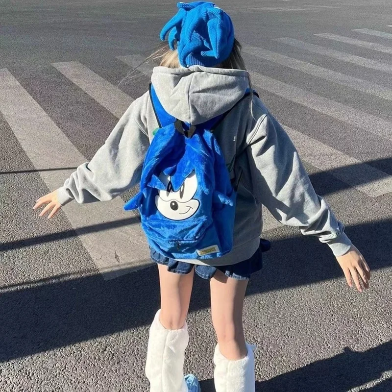 

Периферийный рюкзак в стиле аниме Sonic Boy, большой вместительный рюкзак Sonic с милым мультяшным аниме, удобный студенческий рюкзак, рюкзак для пары