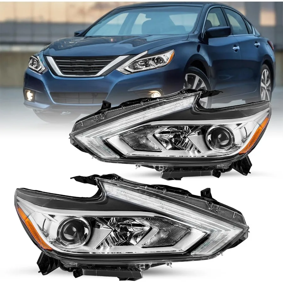 

Chrome Projector Headlight Assembly Designed for 20162018 Nissan Altima with OE Style Halogen Lighting Includes Both Passenger