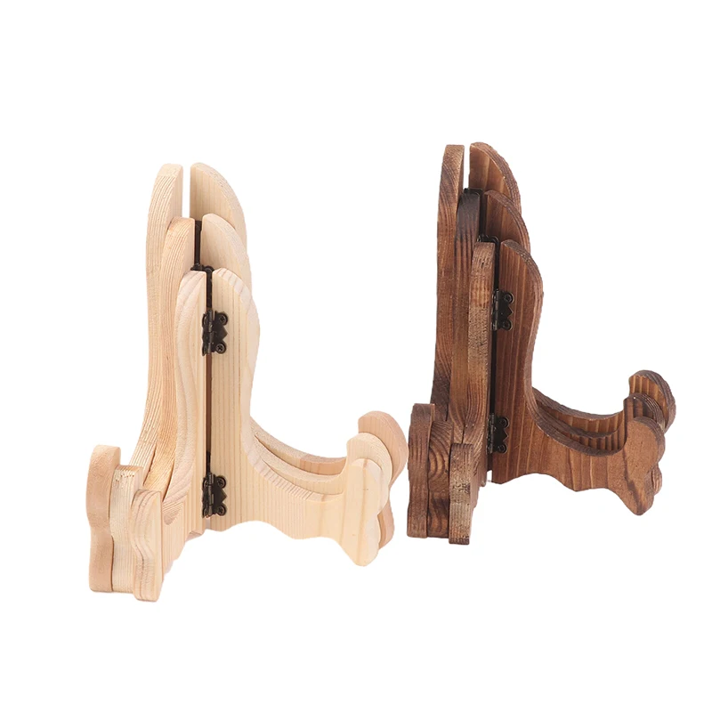 1PCS Foldable Decorative Rack Retro Wood Easel Plate Storage Rack Plate Tea Cake Dish Display Stand Home Kitchen Table Ornaments view 2