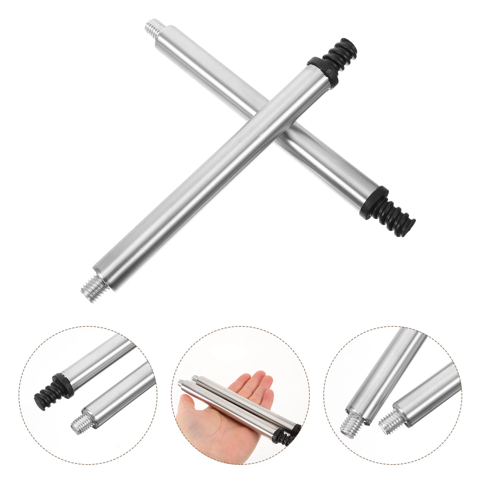 

2Pcs Toilet Lower Section Lever Adapter Handle Connector Threaded Replacement Stainless Steel For Brush Repair Kit Pole