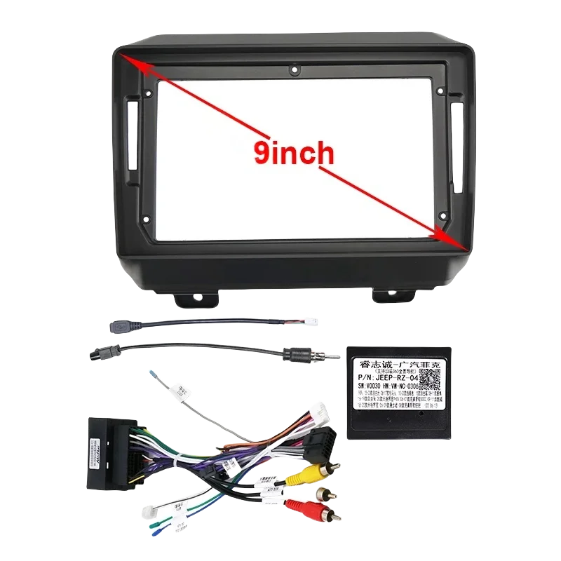 For jeep 2018 Wrangler 9 INCH Car Radio Android Stereo audio screen multimedia video player navigation cables Harness frame
