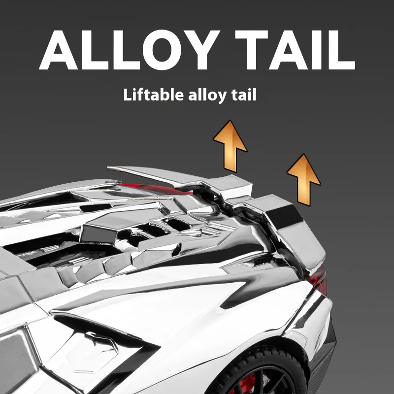 1:24 Lamborghini Revuelto wersja poszycia natryskowego z natryskiem wody, efekt mgły realistyczna symulacja Model ze stopu prezent dla chłopca