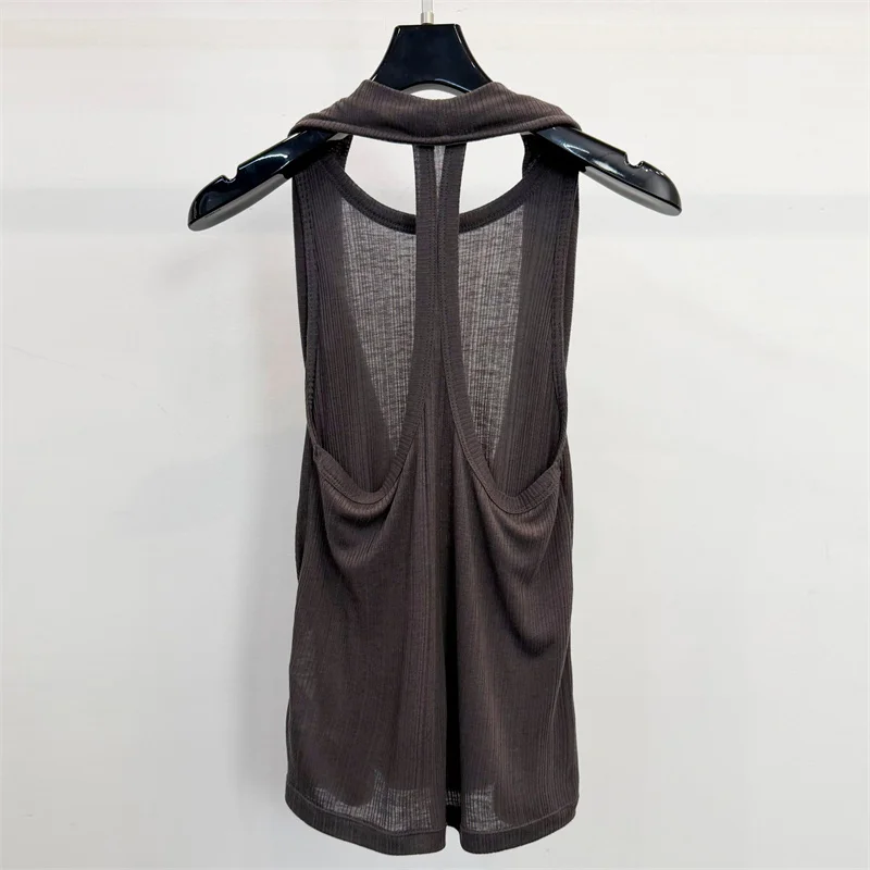 Women's vest New elastic knitted slim fit sleeveless top for summer 2026 Sexy backless women's corset women's t-shirt tanks top