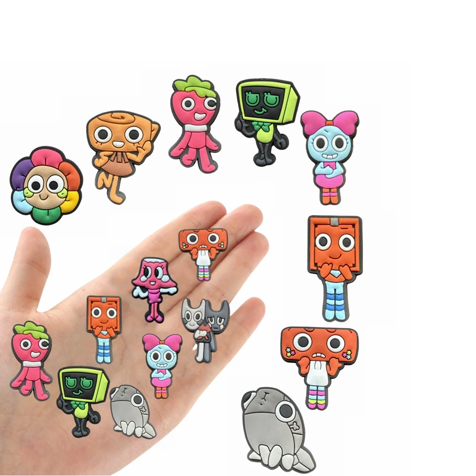 12 قطعة من سلسلة ألعاب Dandys World لتزيين الأحذية البلاستيكية بأسلوب متنوع قابل للفصل ومقاوم للماء مناسب للصيف للهدايا المثالية