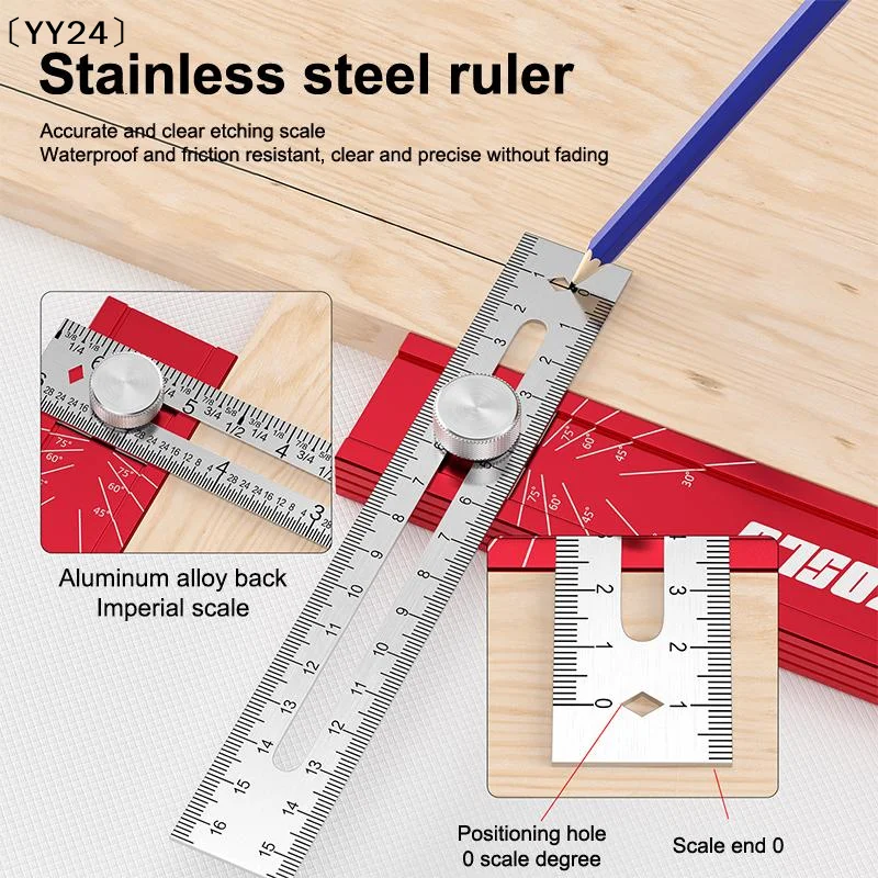 Marking Protractor Multi Angle Ruler Foldable Depth Measuring Tool Gauge For Woodworking Leveling Posit〔YY24〕