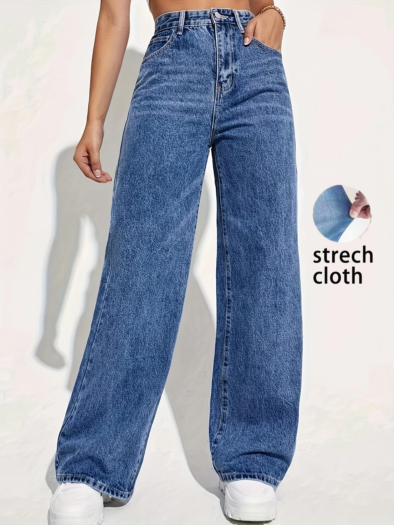 

Four-season pure color CPUY brand women's fashion straight-leg stretch denim without a belt popular autumn and spring style