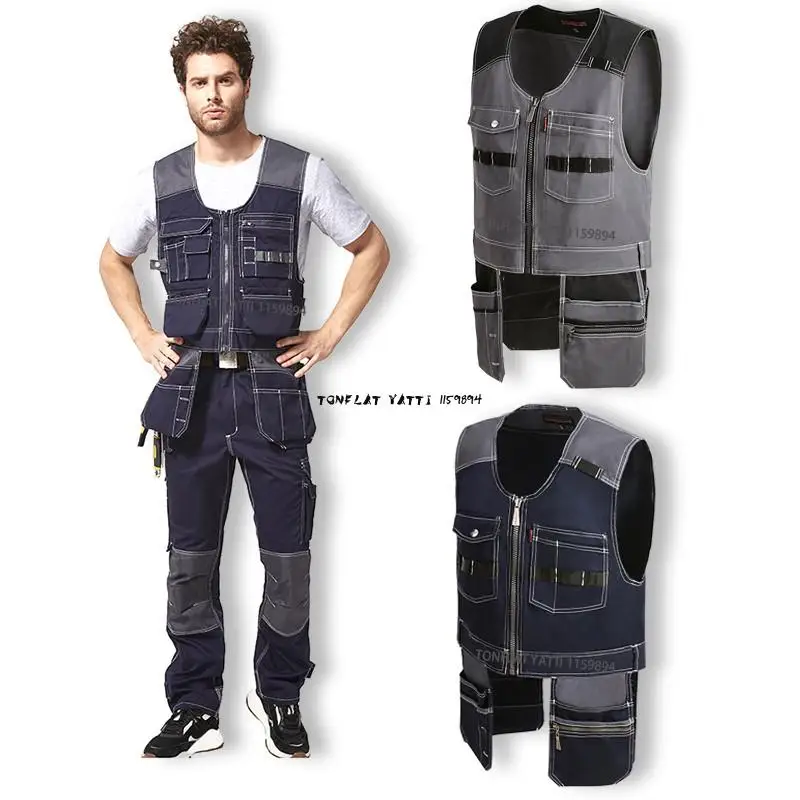 High Quality Men Male Outdoor Workwear Mens Work Vests Multifunction Tool Multi Pockets Vests Waistcoat tuta da lavoro uomo 2XL