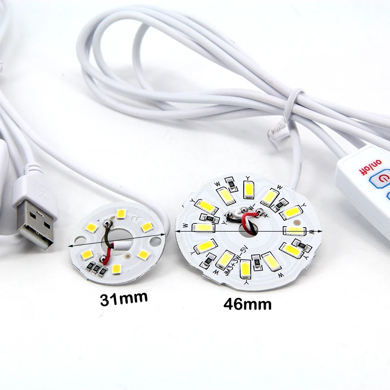 warm white color DC 5V 3W USB LED Lights 2835 chip single dimmer Reading Night Desk Book tablet reading Lamp Switch USB  cable
