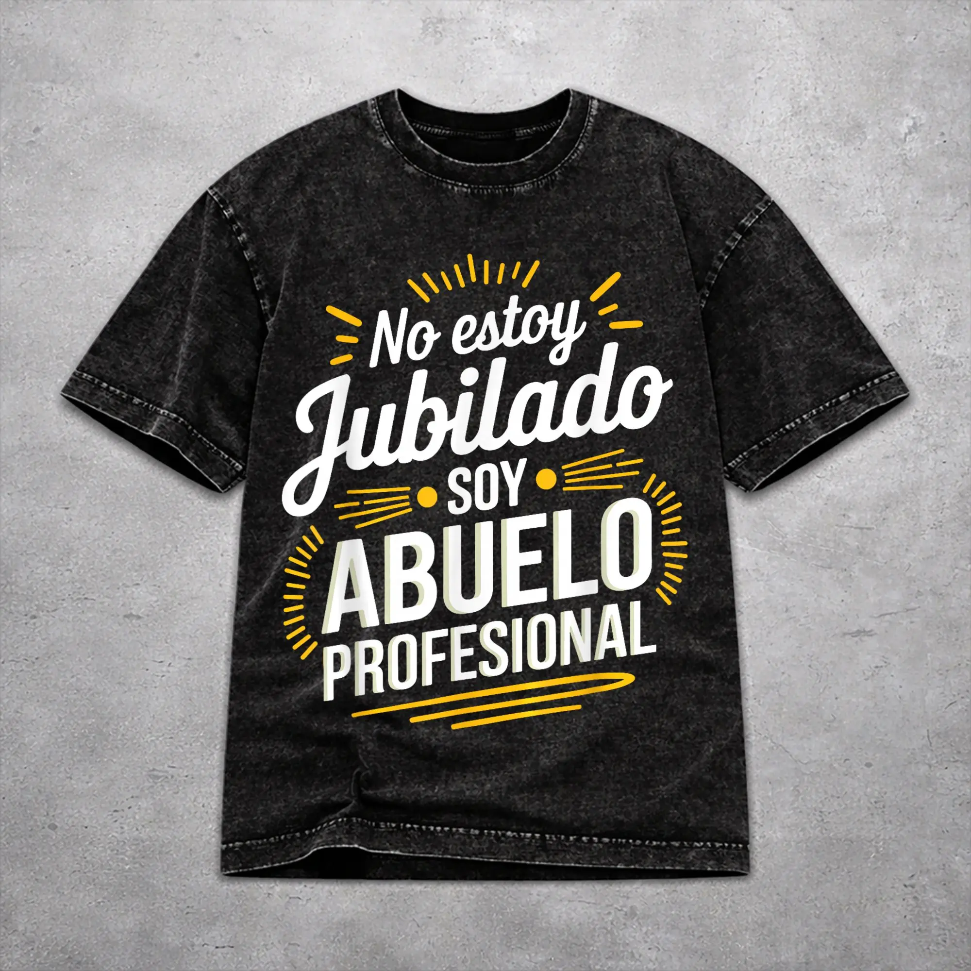 No Estoy Jubilado Soy Abuelo Profesional  Washed T Shirt Vintage Streetwear for Men Women  Hiphop T-Shirts Short Sleeve