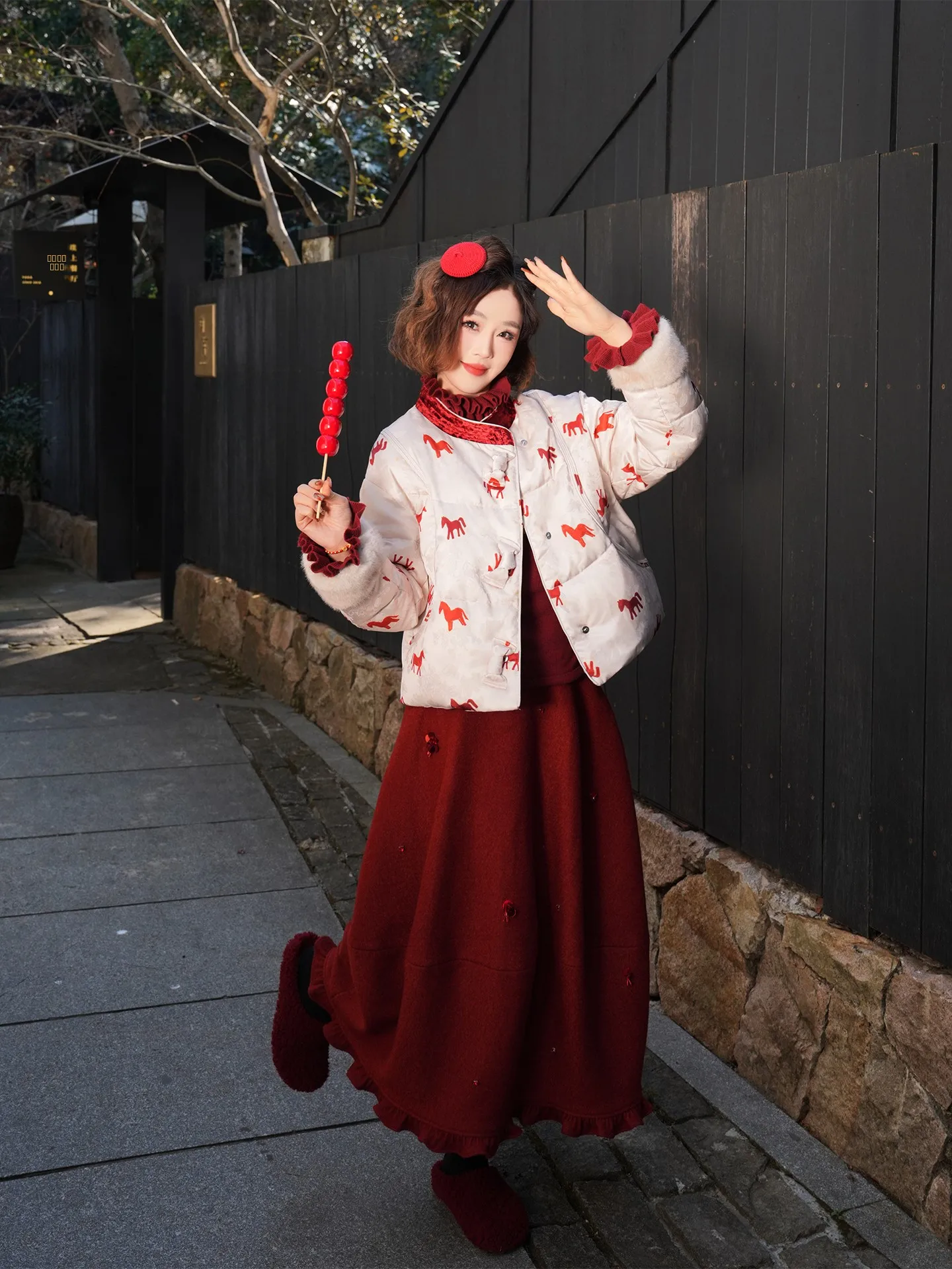 

Yolo Winter Women's down Jaet Knot Silk Du Feather Embroidery Warm Loose Fit mid Waist Long Sve round Ne