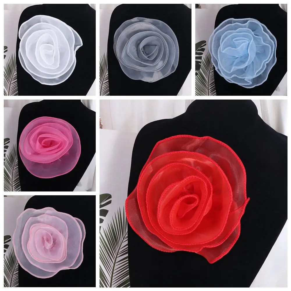 Multi-layer Organza Large Flower Patch 3D Handmade Clothing Patch Brooch Accessories Chest Flower Clothes Appliques Sewing