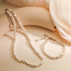NEWBUY High Quality irregular Pearl Choker Necklace For Elegant Women Non-Fading Gold Color Stainless Steel Jewelry