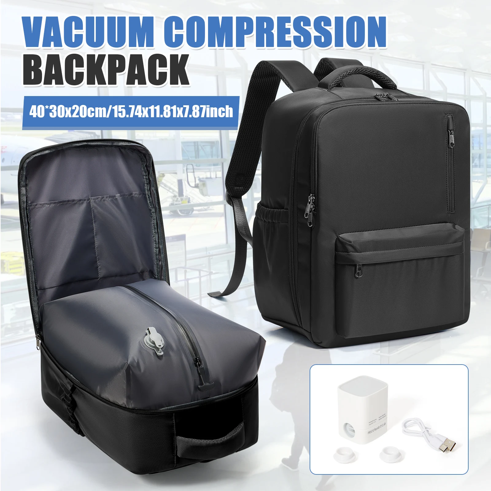 Space Saving Vacuum Storage Bags Backpack, Personal item storage Backpack Vacuum Travel Backpack, Ryanair 40x30x20 Backpack