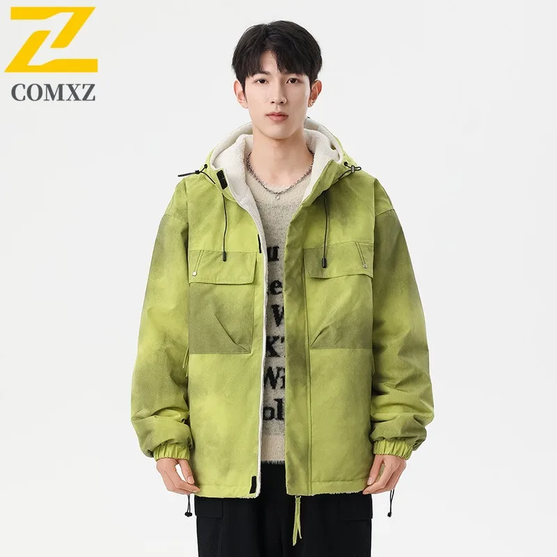 

COMXZ Мужская стеганая куртка высокого качества с капюшоном Корейская модная утолщенная теплая парка для отдыха и путешествий Защита от холода Зимнее хлопковое пальто