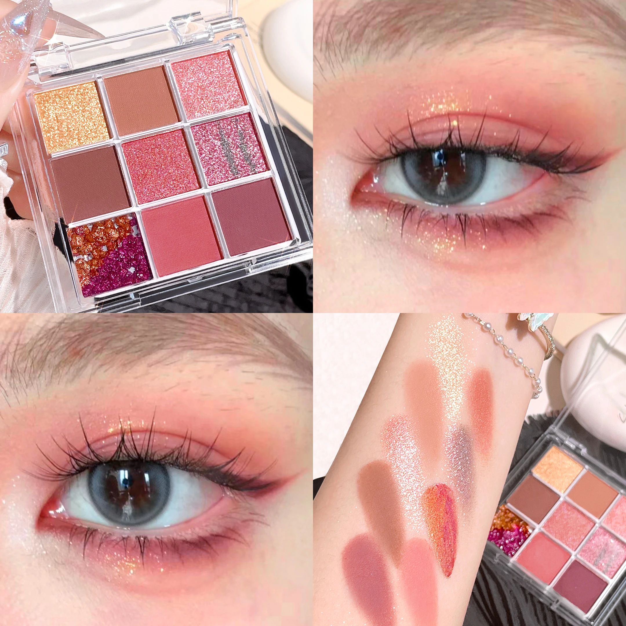 Nine Color Eye Shadow Plate, Non Flying Powder, Glitter Powder, Lasting Makeup, Daily Makeup