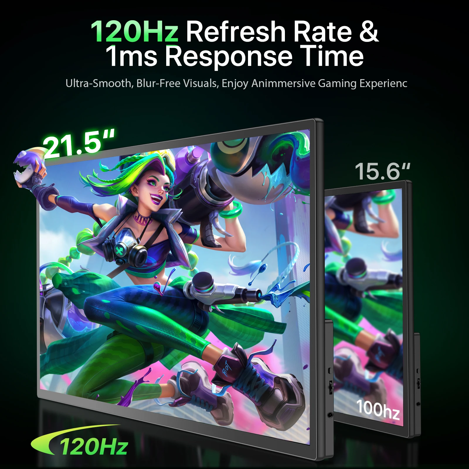 شاشة EVICIV المحمولة مقاس 21.5 بوصة USB-C HDMI 120 هرتز 100% sRGB 1080P FreeSync IPS HDR للألعاب الخارجية لأجهزة الكمبيوتر المحمولة والهواتف PS4/5 #2