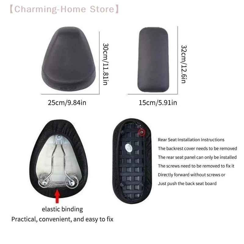 【M】Universal Electric Bicycle Seat Cover, Breathable Soft Comfortable Cushion for Battery Bike, All Seasons Sun Protection