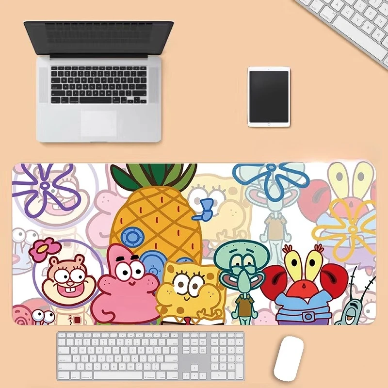 Cute Premium SpongeBob SquarePants Mouse Mat Super Cute Cartoon Girl Office High Value Keyboard Mat Anime Patrick Star Table Mat