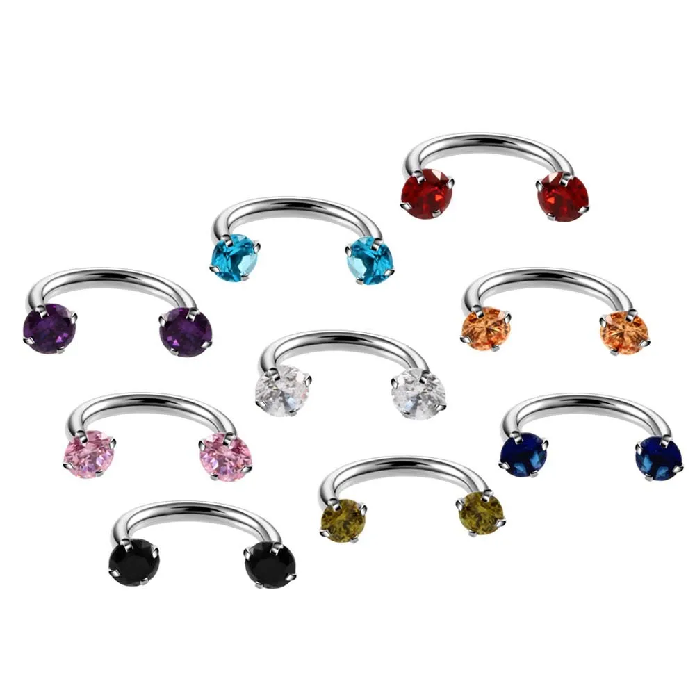 Stainless Steel Cz Horseshoe Piercing Earring Nose Septum Hoops Labret Ring Women Men Helix Tragus Jewelry Daith Earrings Nipple