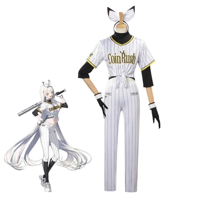 

Blanc No. 77 Batter Baseball Uniform NIKKE The Goddess of Victory Blanc Cosplay Costume With Rabbit Ears For Halloween Party