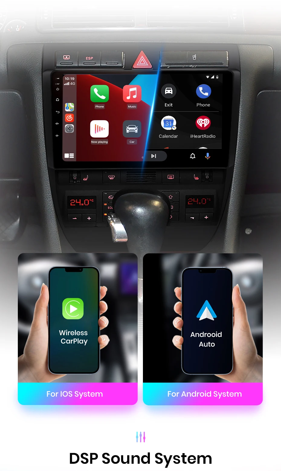 Junsun Drahtlose CarPlay Android Auto Auto Radio Für Audi A6 C5 1997 1998 1999-2004 S6 RS6 GPS Multimedia 2 din Systeme Stereo – Detail 11