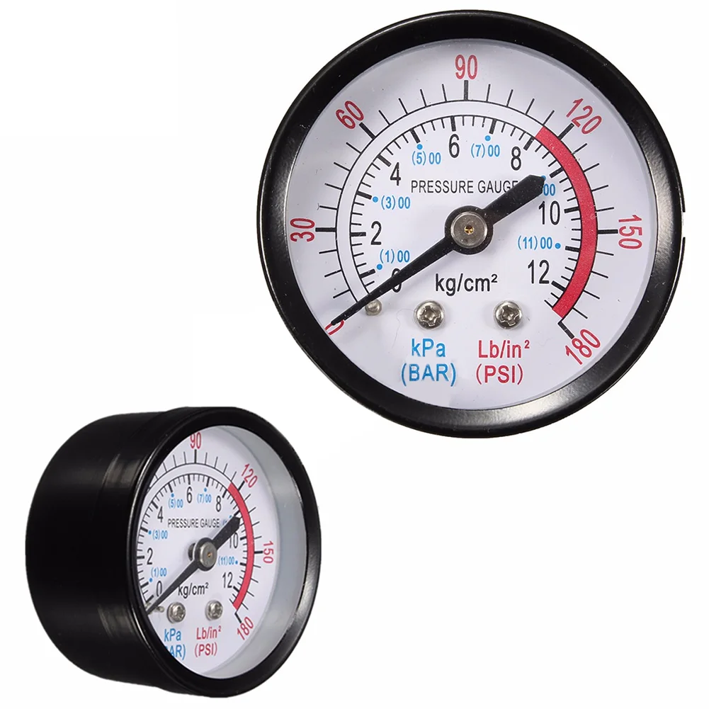 Air Compressor Pneumatic Hydraulic Fluid Pressure Gauge 1/4 NPT Thread 0-12Bar 0-180PSI Manometer Double Scale