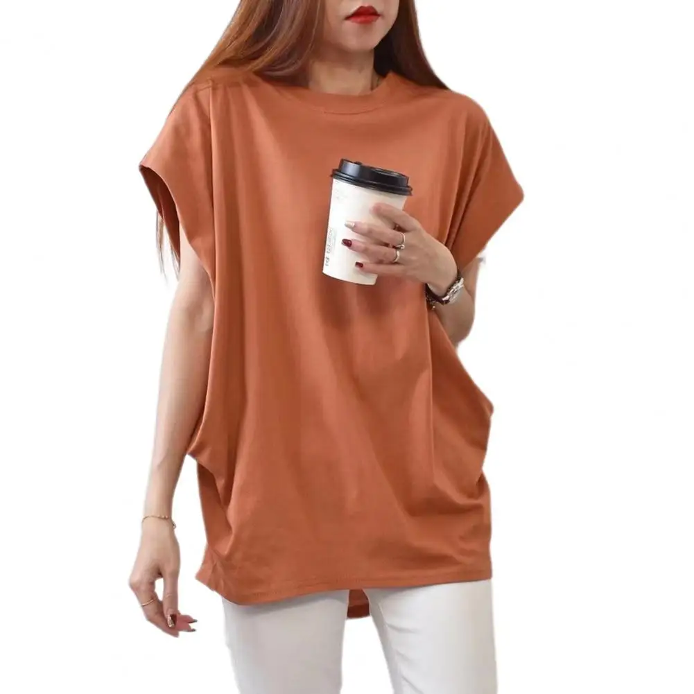 

Round Neck Raglan Sleeve Top Stylish Women's Round Neck Raglan Tee Shirt with Irregular Pleats Loose Fit Summer Lazy Pullover