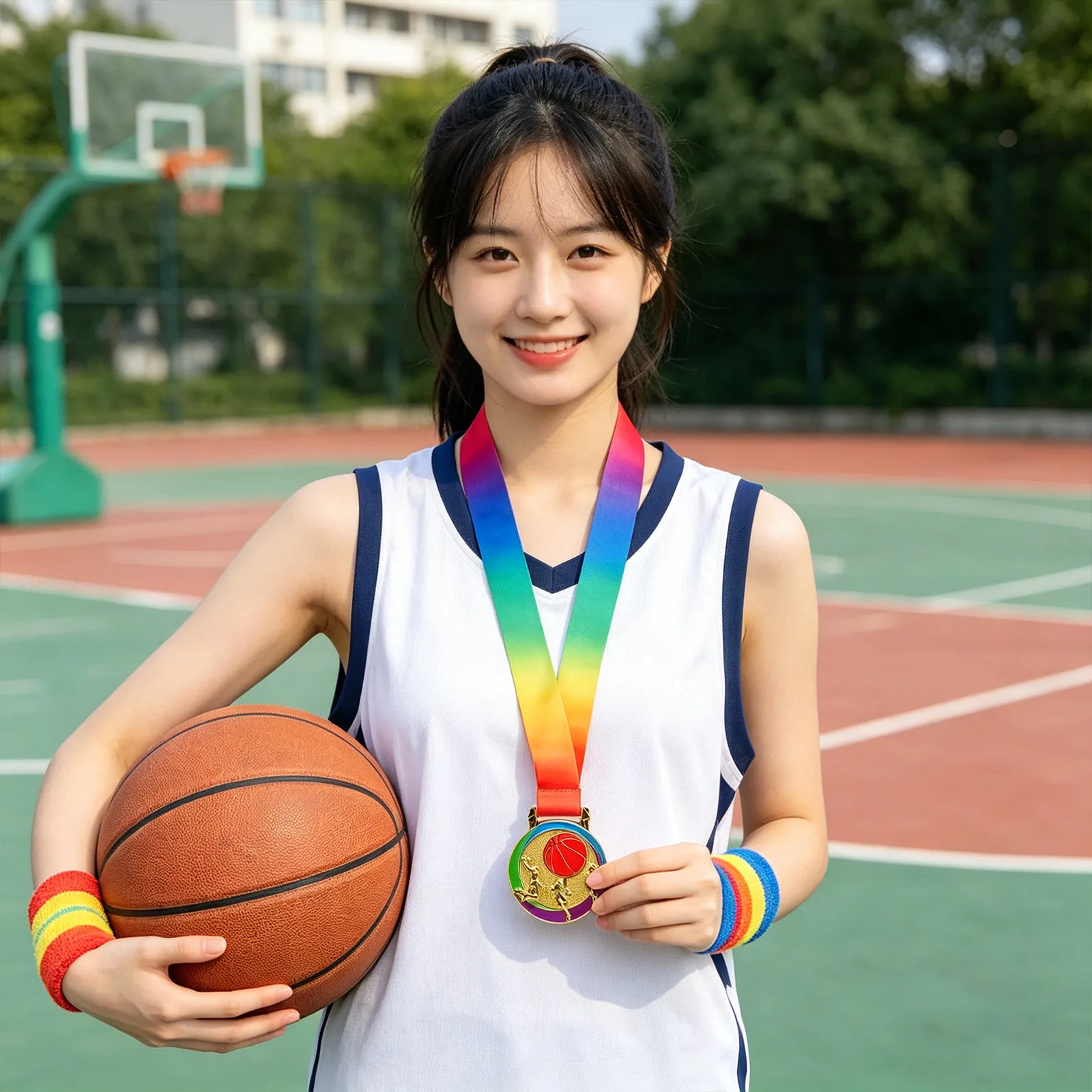 

Basketball Themed Metal Achievement Medal Embossed Design Rounded Edges for Youth Sports Awards School Events Tournament