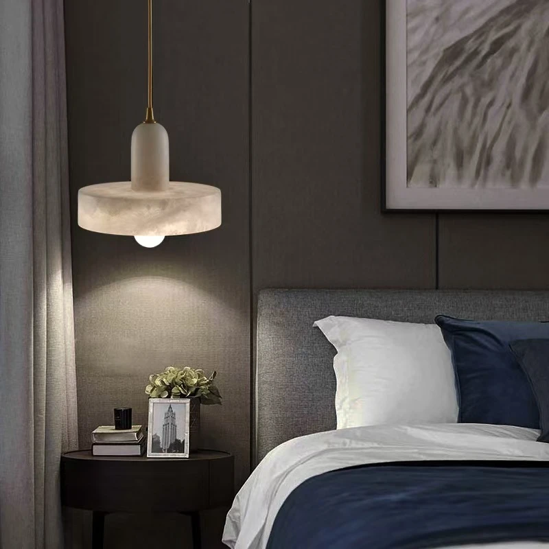 مصباح معلق بجانب السرير من الرخام الطبيعي الراقية، مصباح قلادة نحاسي كامل لغرفة الطعام، قلادة تزيين غرفة المعيشة وغرفة النوم
