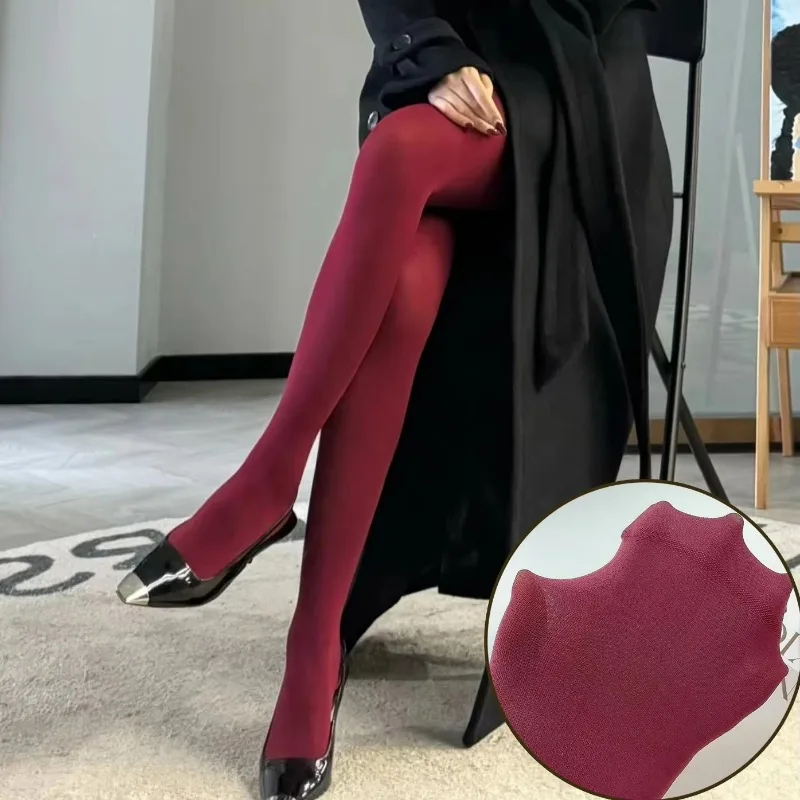 1/2Pcs Wine Red Stocking Tights Women Vintage Sexy Burgundy Thin Thick Super Elastic Anti-Hooker Senior Pantyhose Long Socks