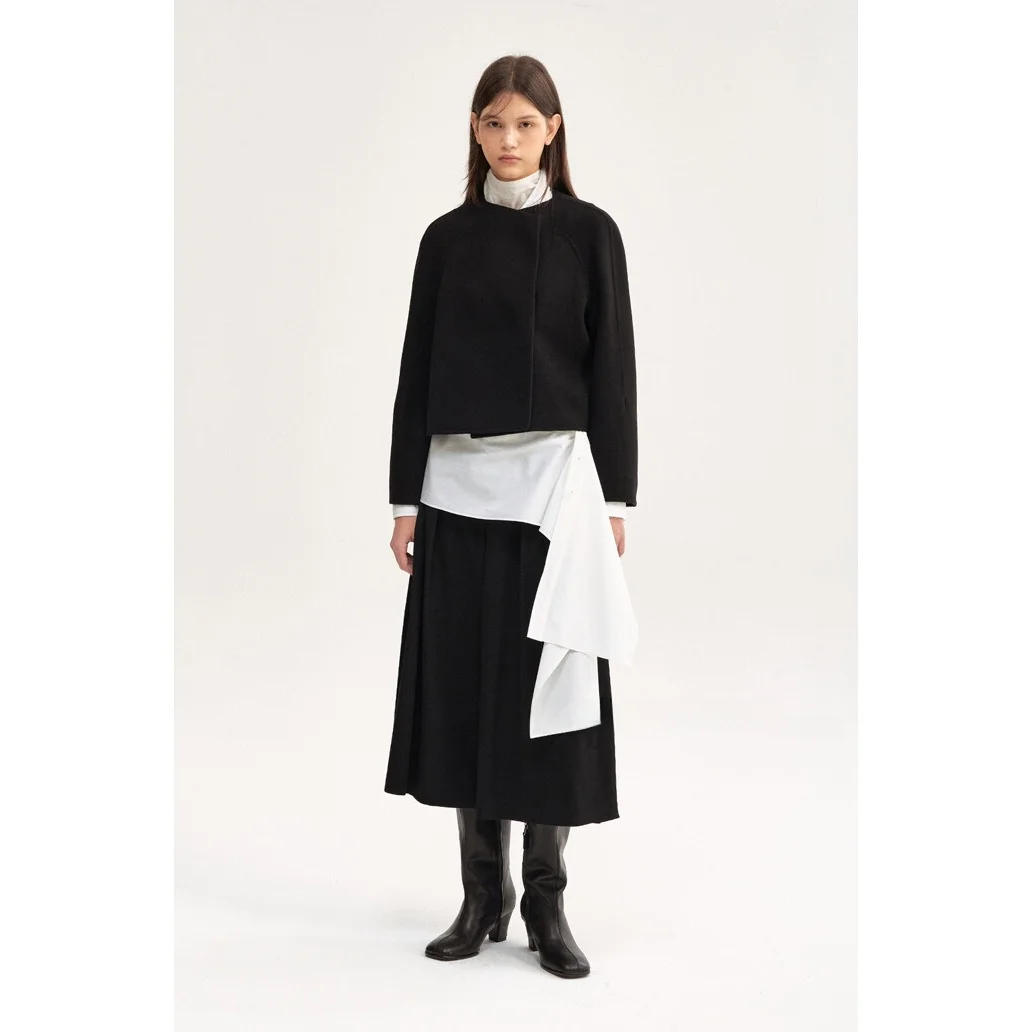 Double-Sided Hand-Stitched Short Woolen Jacket Pure Wool Soft And Smooth Commute Versatile Slimming Top Outerwear
