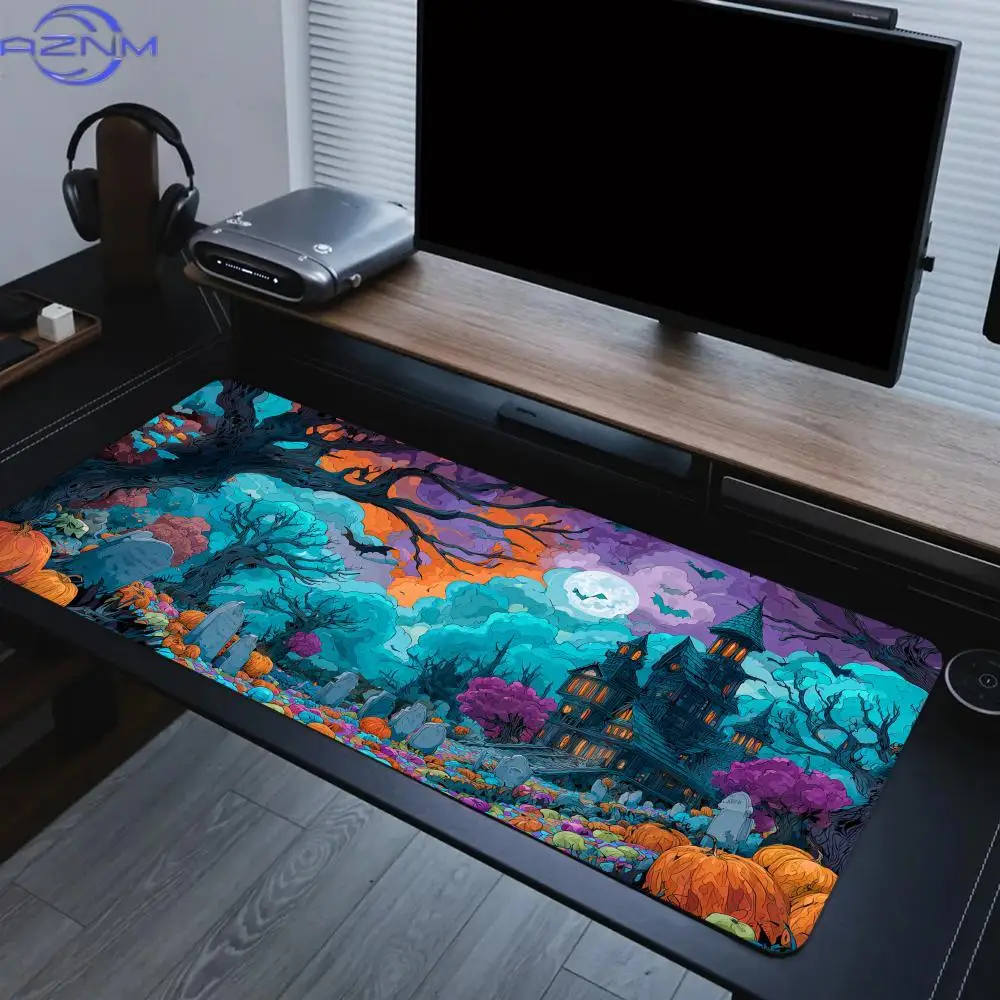 Halloween-themed castle Mouse Pad Large Computer Office Game Table Mats Rubber Anti-slip XXL Mouse Mat  Long Desk Pads